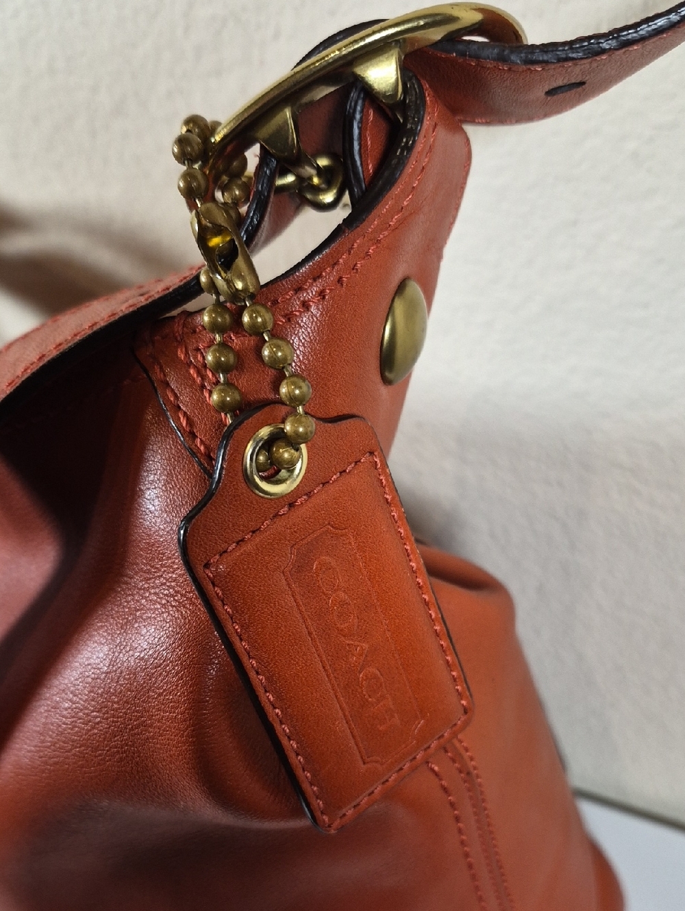 Coach Orange Leather Bleeker Duffle with Tattersall lining - Picture 7 of 16